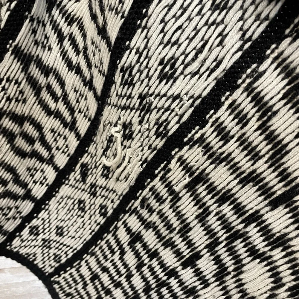 W by Worth Womens PS Cardigan Sweater Wool Blend Open‎ Front Aztec Black & White
